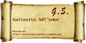 Gallovits Sándor névjegykártya